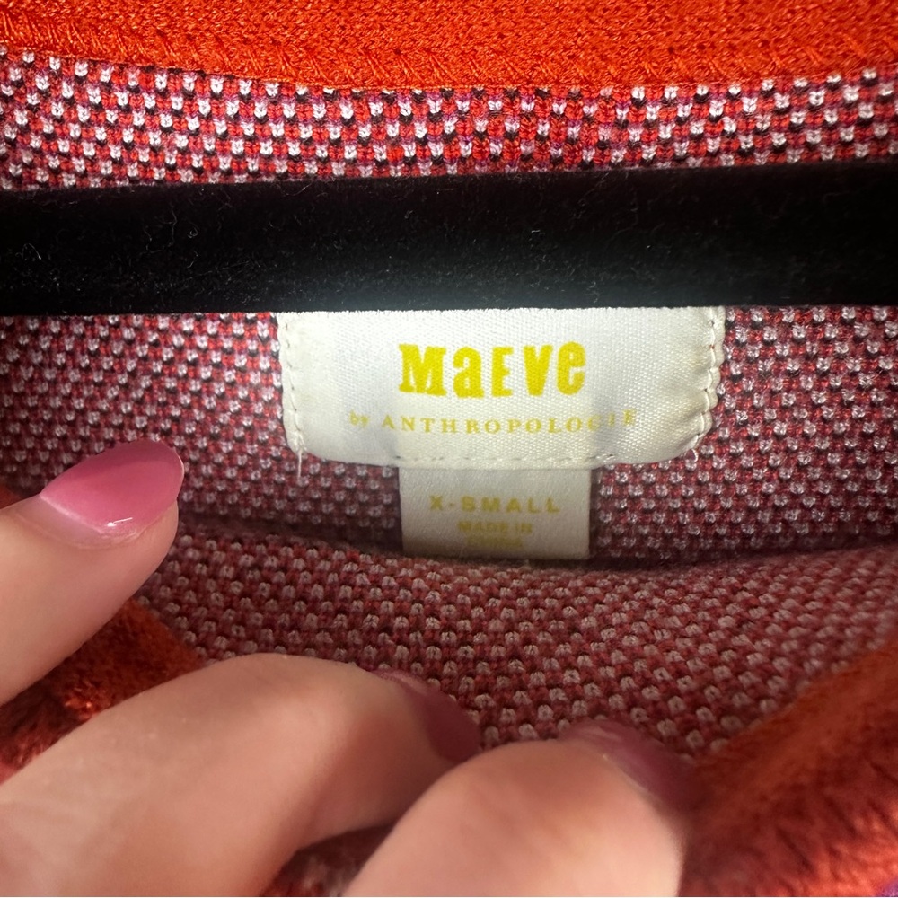 Maeve Boat Neck Orange and White Knit Sweater Size XS - Picture 7 of 11